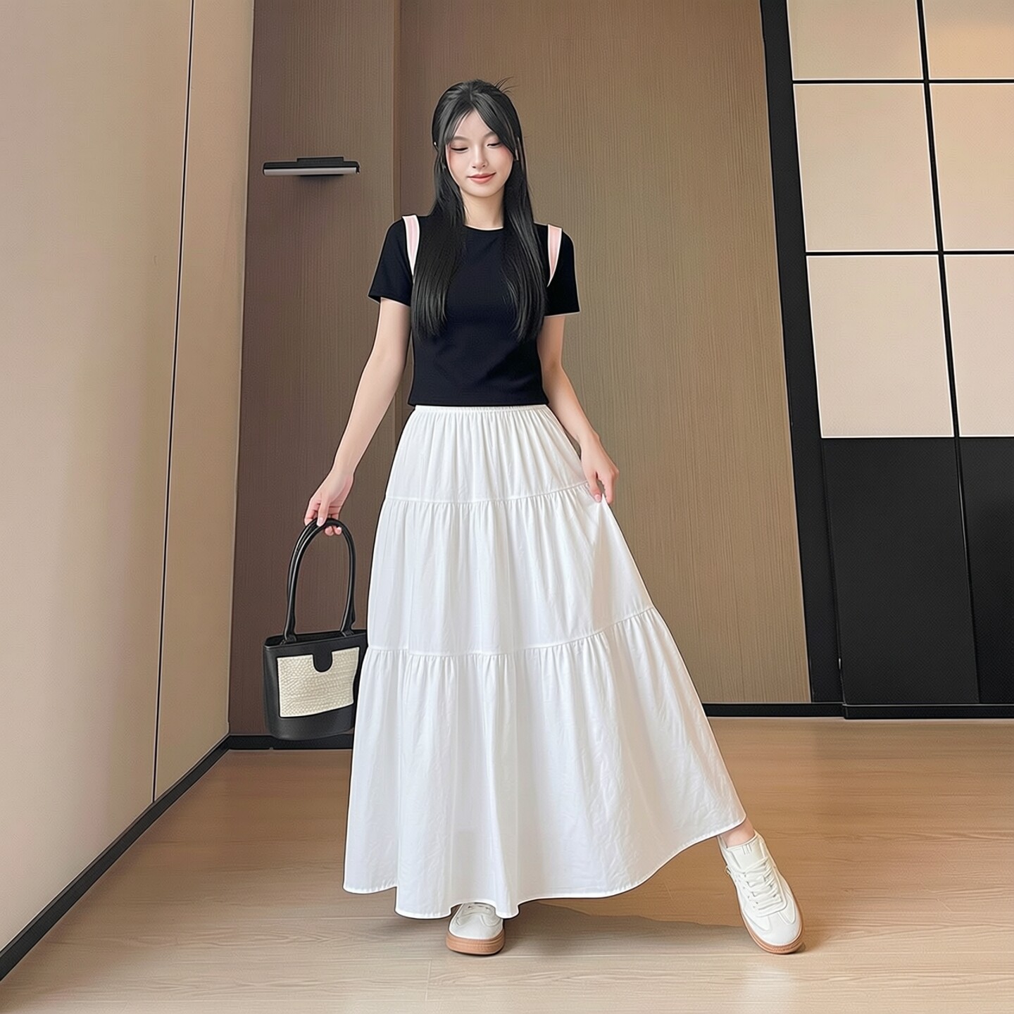 半身群女2026新款夏季薄款小个子150高腰A字中长裙蓬蓬裙伞裙