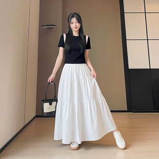 半身群女2026新款夏季薄款小个子150高腰A字中长裙蓬蓬裙伞裙