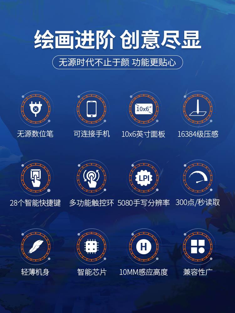 高漫M6数位板可连接手机手绘板电子绘图写字输入手写板电脑绘画板
