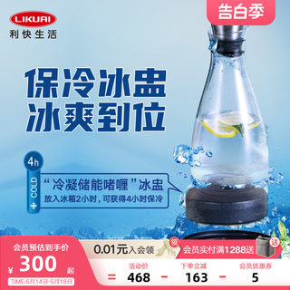 利快冷水壶凉水壶玻璃耐高温家用大容量果汁壶醒酒器透明茶壶1L