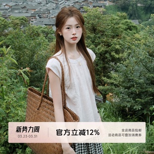 BEATS 小衫 线提花轻国风中式 圆领温柔花衫 上衣 气质半袖 FUTURE