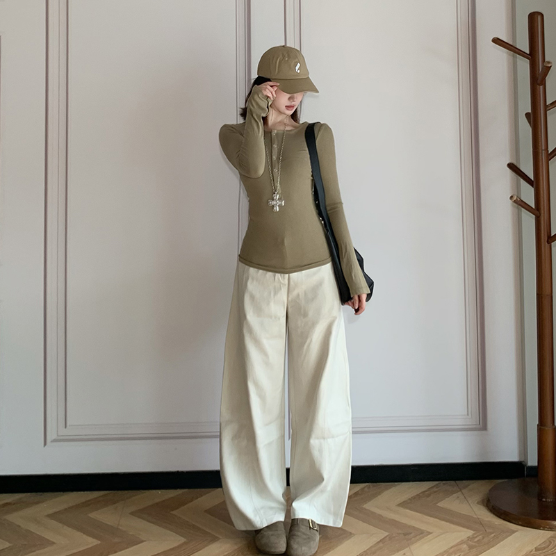 FB美式弯刀廓形极简风垂顺感双粒扣宽松休闲裤PAX17921