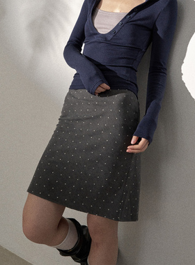 FUTURE BEATS 优雅气质通勤法式波点半身裙复古直筒修身短裙中裙
