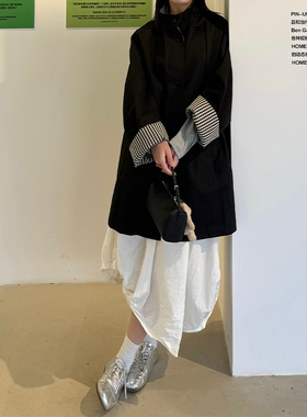 FUTURE BEATS 双面穿格纹立领风衣外套