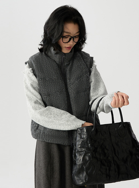 FUTURE BEATS 小香风高充绒白鸭绒保暖马甲双向拉链马甲外套