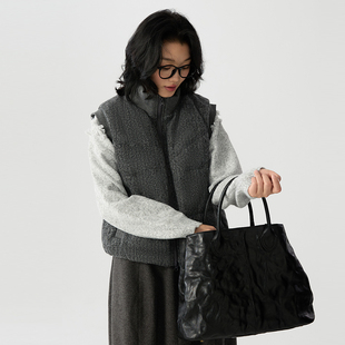 FB小香风高充绒白鸭绒保暖马甲双向拉链马甲外套