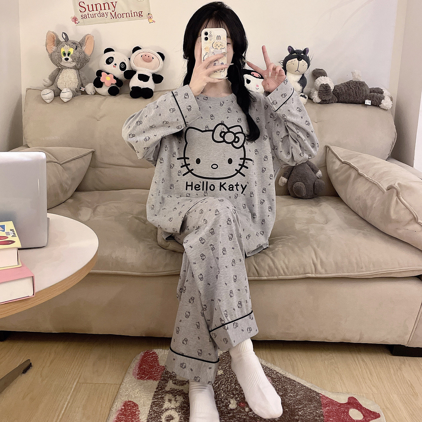 2025新款带胸垫睡衣女士纯棉长袖学生少女春秋款加大码胖mm家居服,女士内衣/男士内衣/家居服,睡衣/家居服套装,淘宝优惠券,粉丝福利购,淘宝优惠卷