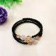 黑色水晶蹦迪珠三圈手镯弹力记忆爆闪绕多圈可调节时尚 轻奢手环