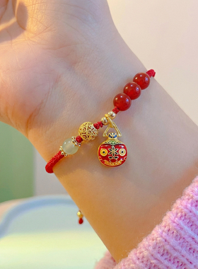 马年本命年红绳手链手串手饰2026新年装饰礼物情侣红色手绳编织绳