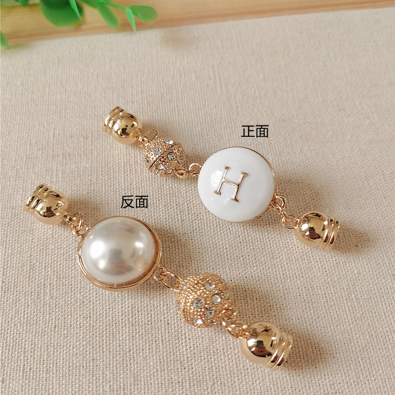 镶钻金色圆形强力磁吸扣丝巾扣小方巾领巾时尚薄围巾收尾吸铁扣头