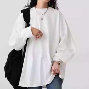 qua出口日本原单侧开口纯色纯棉T恤吸水速干 anti 2024秋季 新款