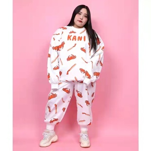 punyus卫衣长袖女渡边直美新款春秋新款大码套头圆领宽松上衣螃蟹