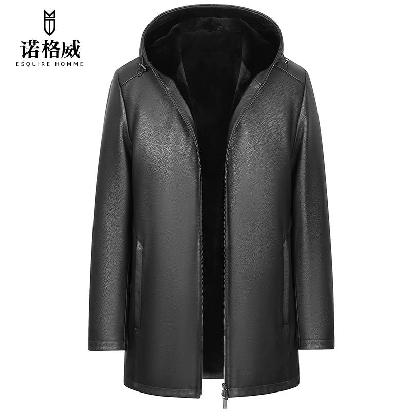鹿皮水貂内胆加厚保暖真皮皮衣男