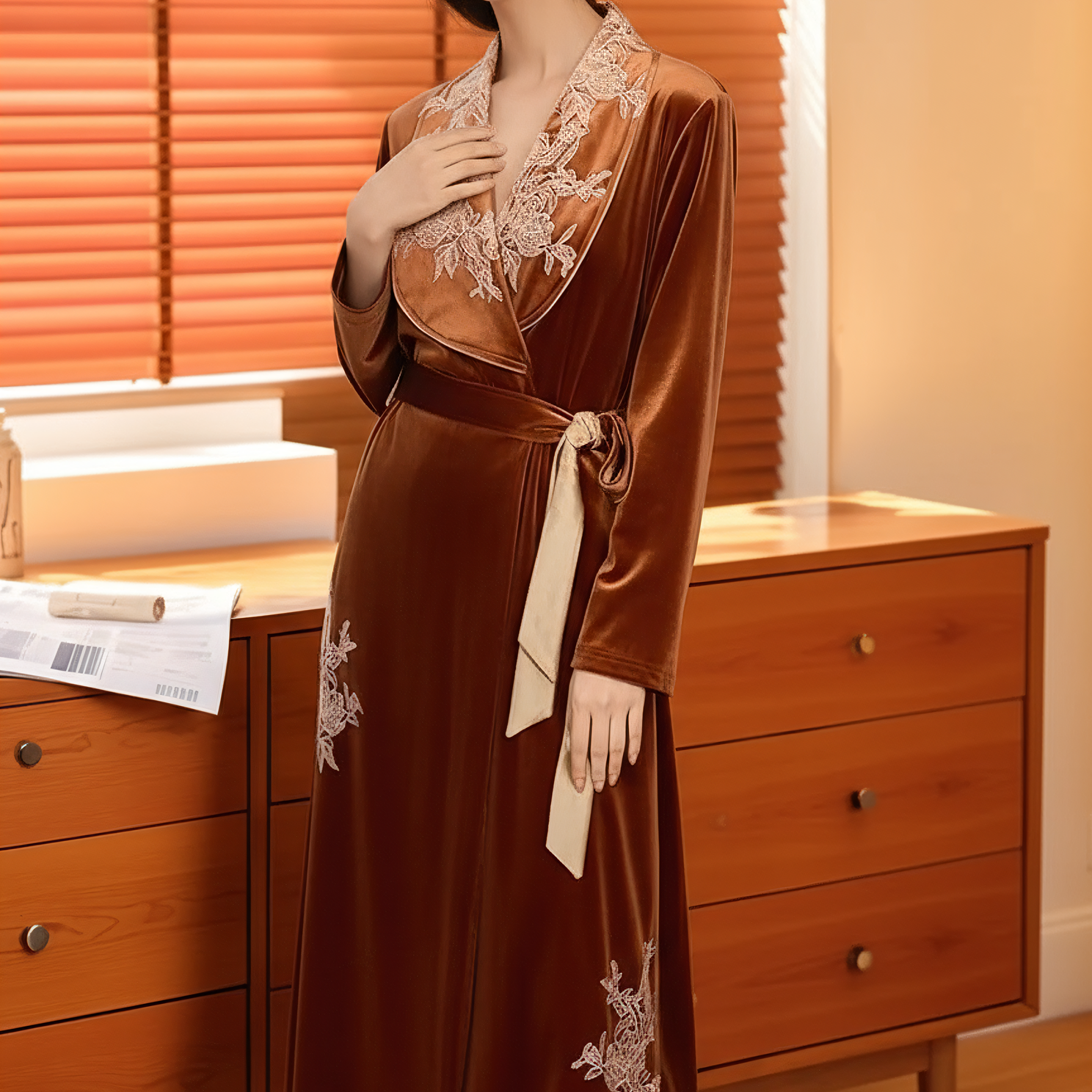 复古高级感金丝绒睡袍女士秋冬季加绒加厚中长款睡衣浴袍家居服