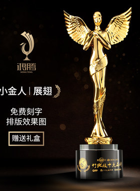 创意奥斯卡小金人奖杯定制水晶定做年会员工天使金属奖杯制作刻字