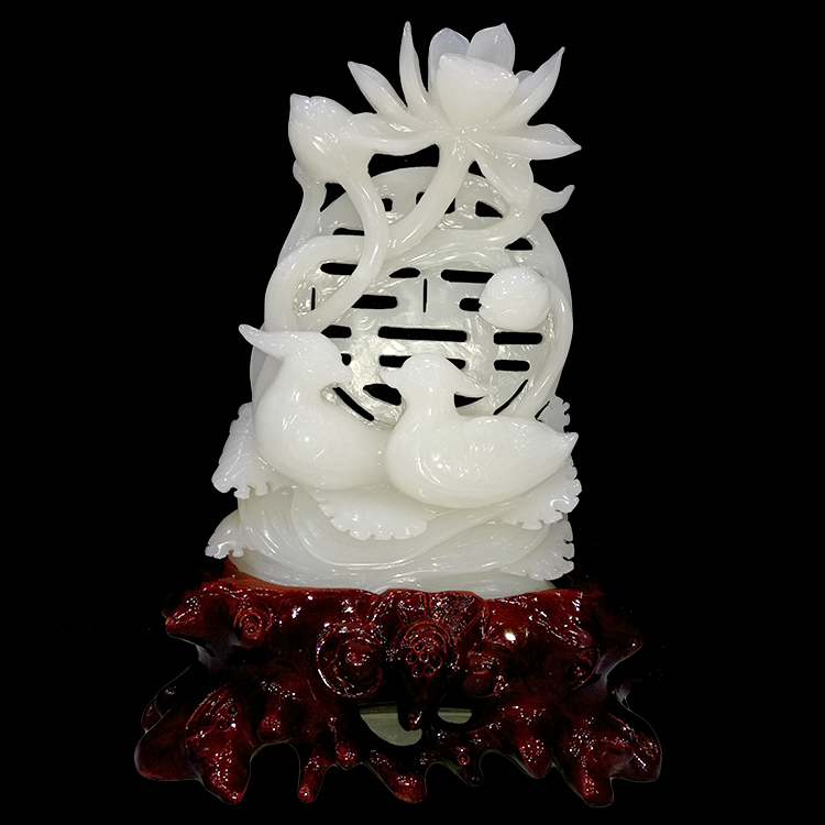 天然奇石阿富汗玉原石百年好合白玉摆件客厅玄关珠宝玉石玉器礼品