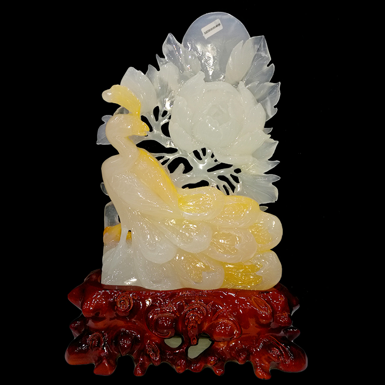 天然奇石阿富汗玉原石丹凤朝阳白玉摆件客厅玄关珠宝玉石玉器礼品