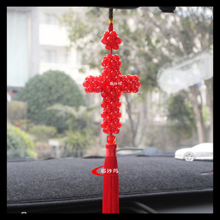 耶沙玛品牌十字架汽车挂件手工串珠挂饰车内后视镜网红小吊坠包邮