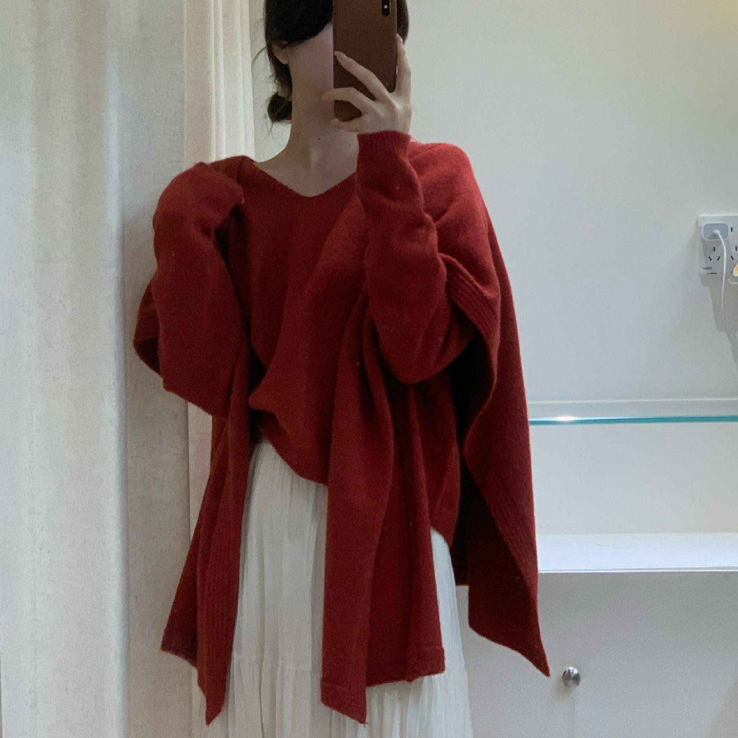 圆领长袖毛衣+披肩羊毛针织衫