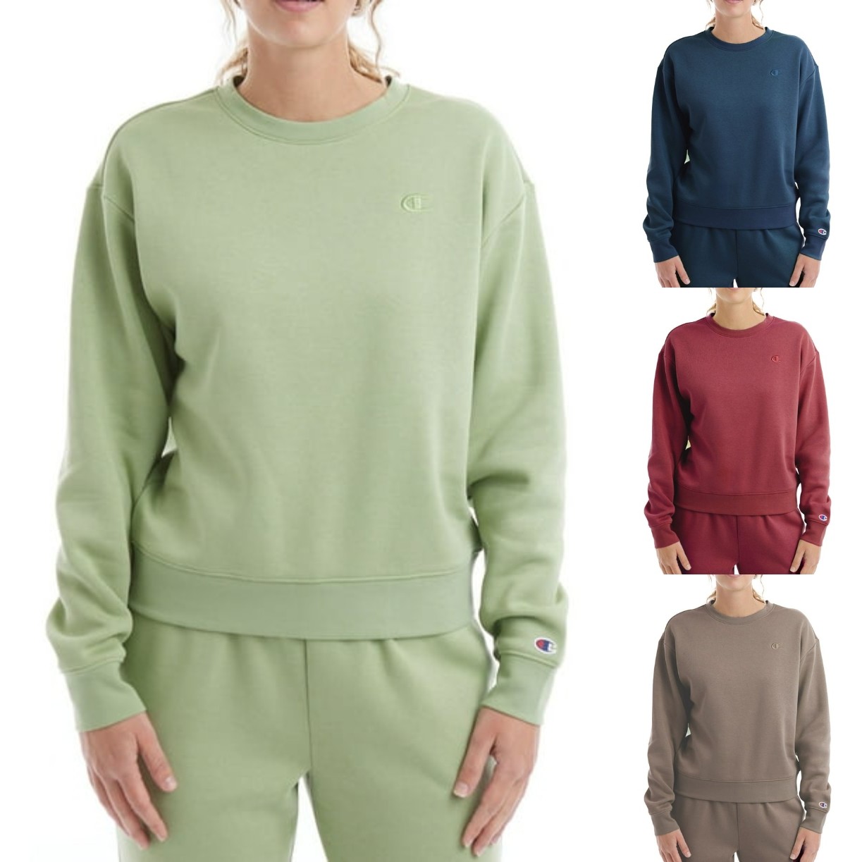 亏清！正品CHAMPION/冠军女款25秋冬小标Logo加绒落肩袖宽松卫衣