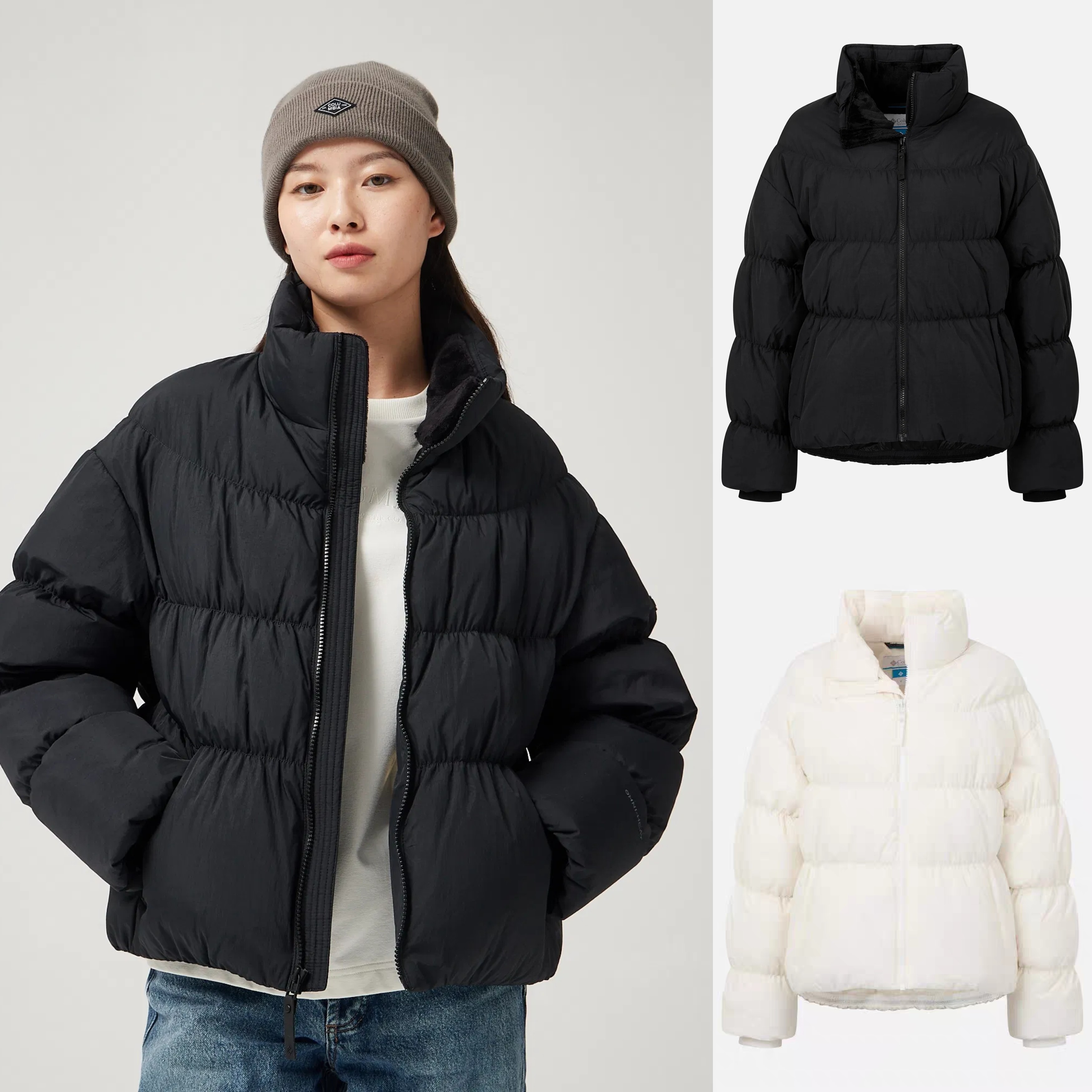 断码特价！正品韩国Columbia哥伦比亚女黄金甲泡芙款鹅绒羽绒服