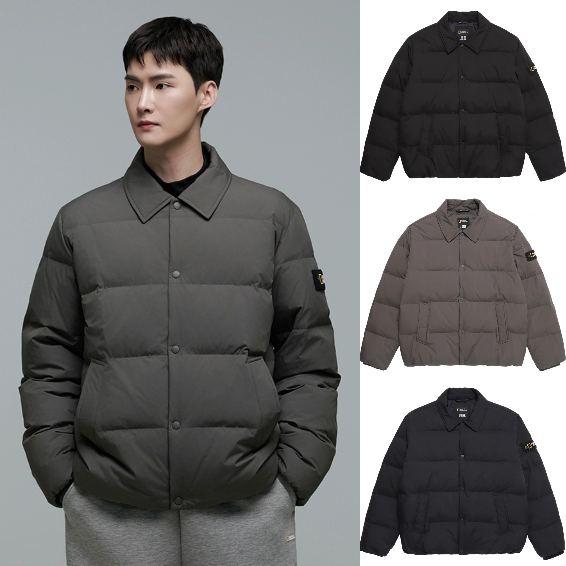 很板正！国家地理24冬季轻盈保暖男女短款匈牙利鹅绒面包羽绒服