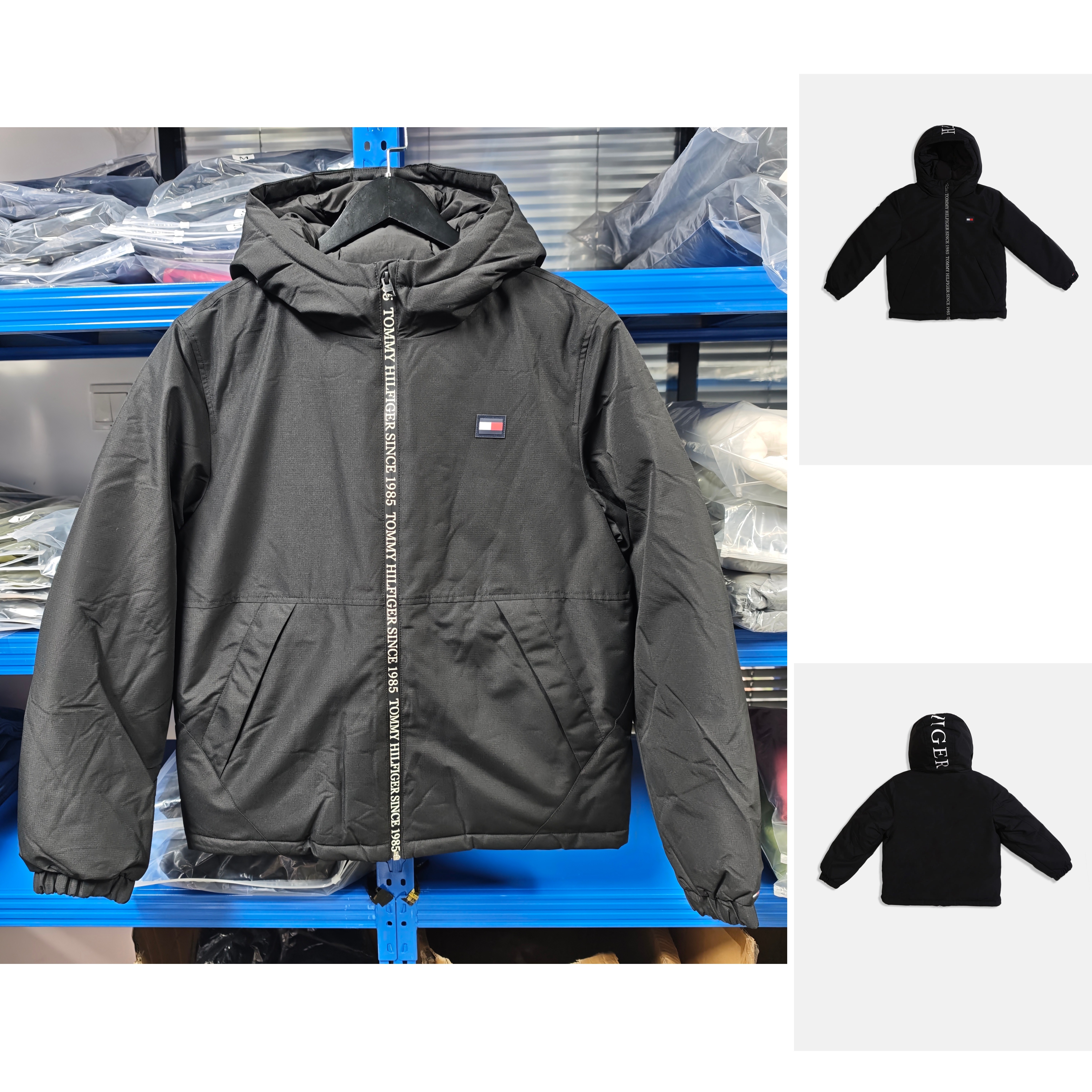 成人可穿！正品TOMMY汤米大童串标压胶拉链连帽冲锋衣厚棉服外套