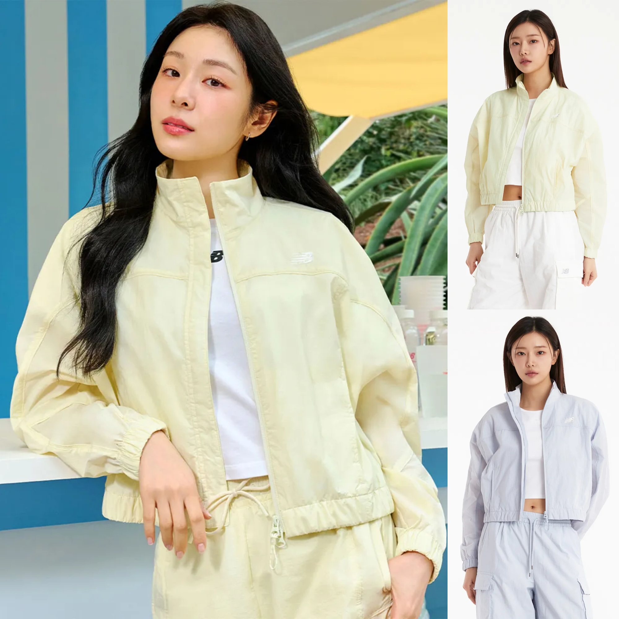 超奶乎冰淇淋色！正品NB25女运动立领高腰修身夹克外套NBNAF2W412