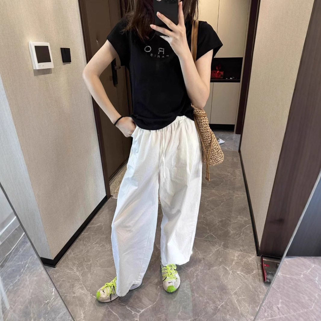 白色薄款高腰显瘦阔腿裤女2026夏季新款直筒防晒休闲速干运动裤子