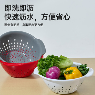沥水篮厨房家用洗菜水果过滤蓝加厚双耳PP材质清洗碗筷过滤圆形筛