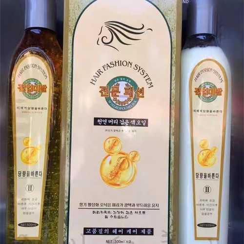雅杰 人参黑油染发膏自然黑不沾头皮 500ml*2支/盒