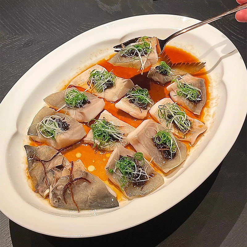 农家乐酒店餐厅旦形特色纯白鱼盘蒸鱼盘土菜馆陶瓷中式海鲜盘餐具