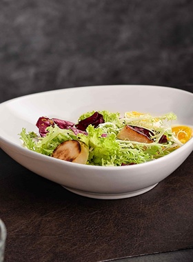 创意日式沙拉碗水果盘子现代简约纯白色陶瓷碗大号汤碗面碗拉面碗