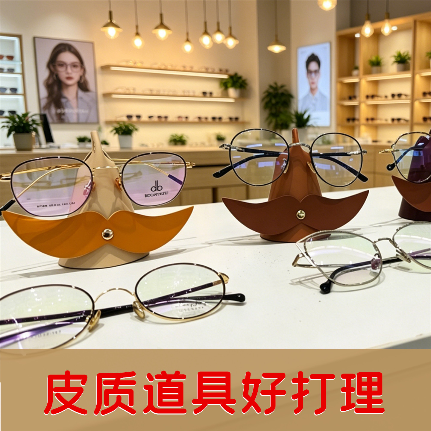 创意皮质眼镜陈列道具太阳镜近视眼镜展示架橱窗装饰家居眼镜收纳