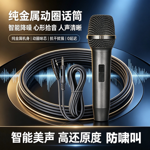 专业舞台演出有线话筒 智能降噪高音质万能麦户外演艺KTV直播话筒