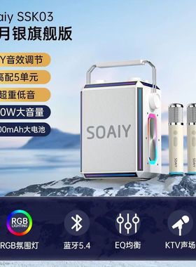 索爱SSK03蓝牙音箱家用k歌音响话筒麦克风户外唱歌广场舞户外演出