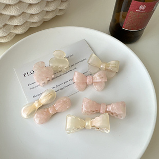 可爱少女樱花粉色蝴蝶结发夹刘海夹碎发边夹人鱼醋酸小发卡小抓夹