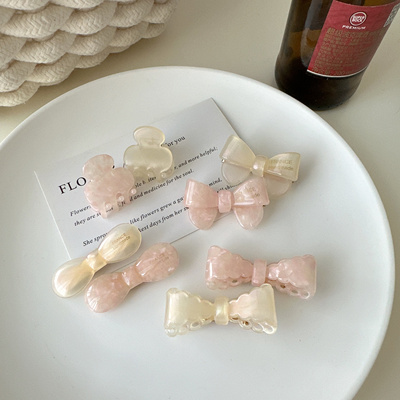 可爱少女樱花粉色蝴蝶结发夹刘海夹碎发边夹人鱼醋酸小发卡小抓夹