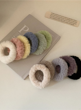 秋冬新款彩色软糯毛毛发圈甜美少女皮筋毛绒绒发绳双马尾头绳发饰