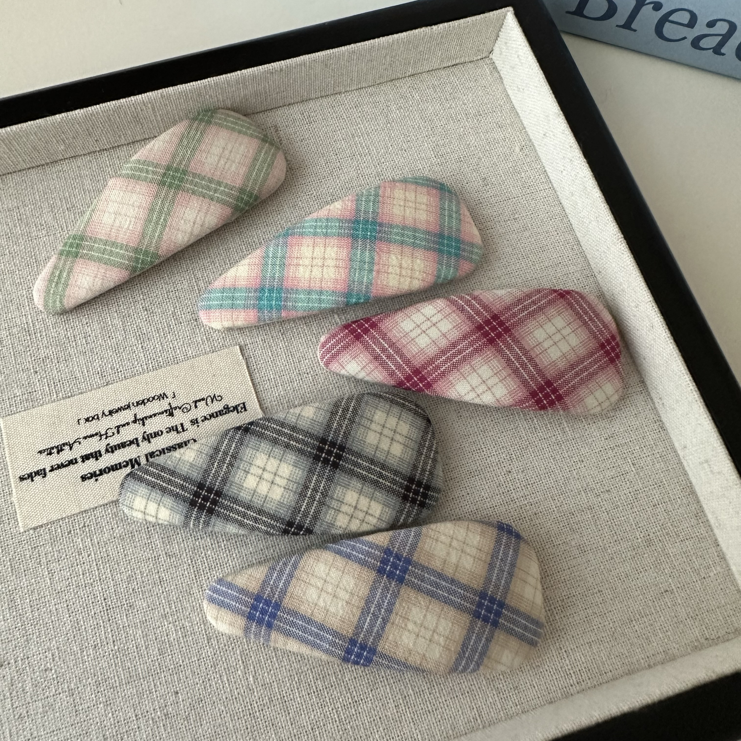 手做学院风复古格子发夹刘海夹碎发边夹ins发卡前额对夹少女发饰