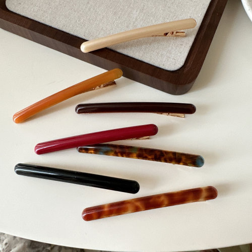 复古配色简约醋酸鸭嘴夹女侧边刘海夹气质发夹碎发夹子一字夹发卡