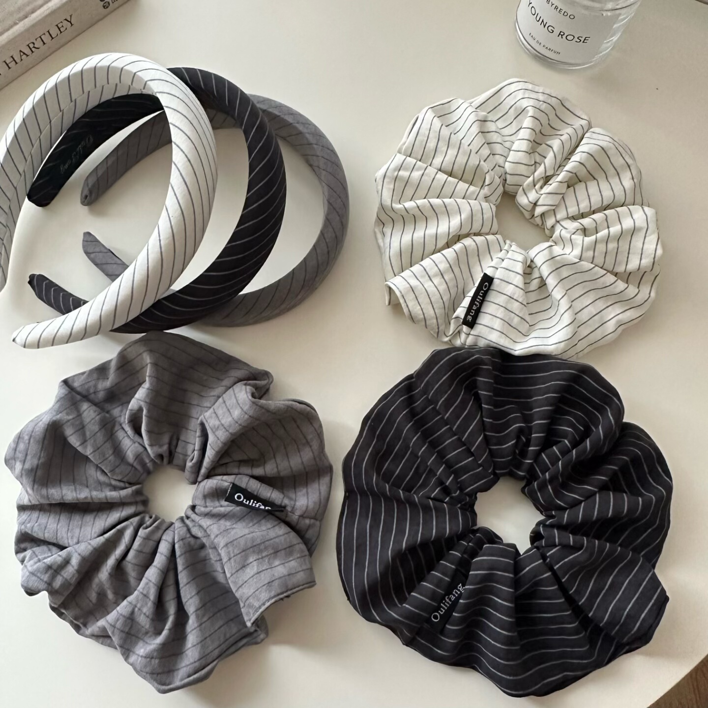 秋冬新款条纹大肠发圈发箍