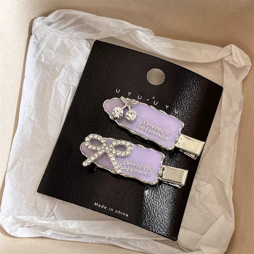 金属闪钻樱桃蝴蝶结发夹