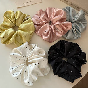 韩系复古波点缎面大肠圈高级感扎头发发圈头绳丸子头皮筋扯边发绳