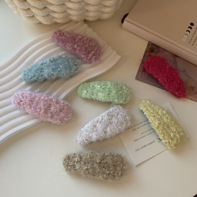 秋冬毛线小香风糖果色发夹