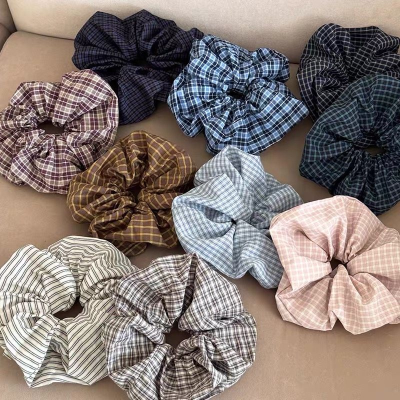 韩系复古蓝色格纹大肠发圈新款高级感头绳气质百搭皮筋丸子头头绳,饰品/流行首饰/时尚饰品新,发饰,淘宝优惠券,粉丝福利购,淘宝优惠卷