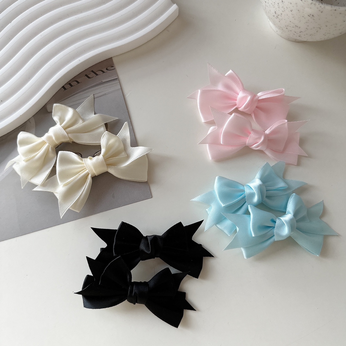 可爱甜美段面多层蝴蝶结发夹