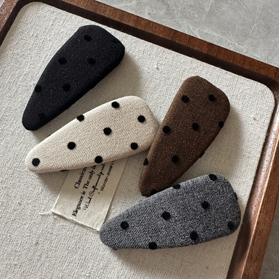 复古百搭手做波点布艺发夹刘海夹秋冬新款边夹碎发夹高级感发饰品