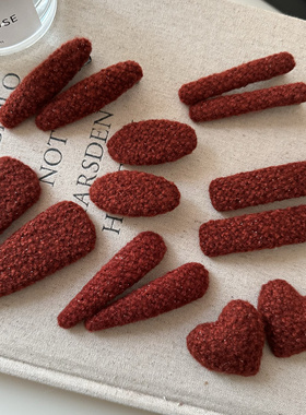 显白红色氛围感韩系手做发夹刘海夹碎发边夹bb夹高级感发箍发卡子