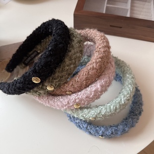 法式 秋冬气质压发头箍百搭高端发饰 复古小香风宽边高颅顶发箍女款